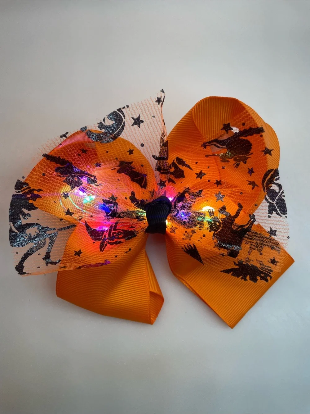 Orange Halloween Light Up Kids Hair Bow